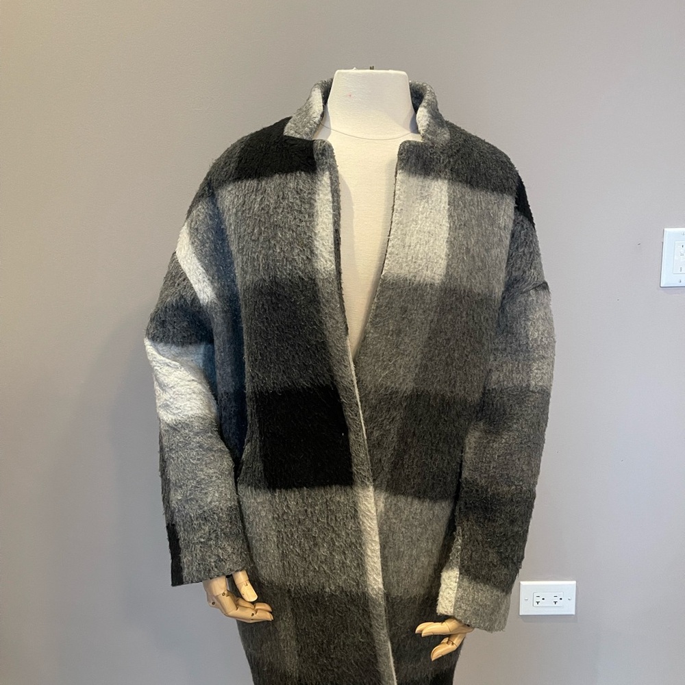 Mango Basics Wool Coat in Black and Gray
